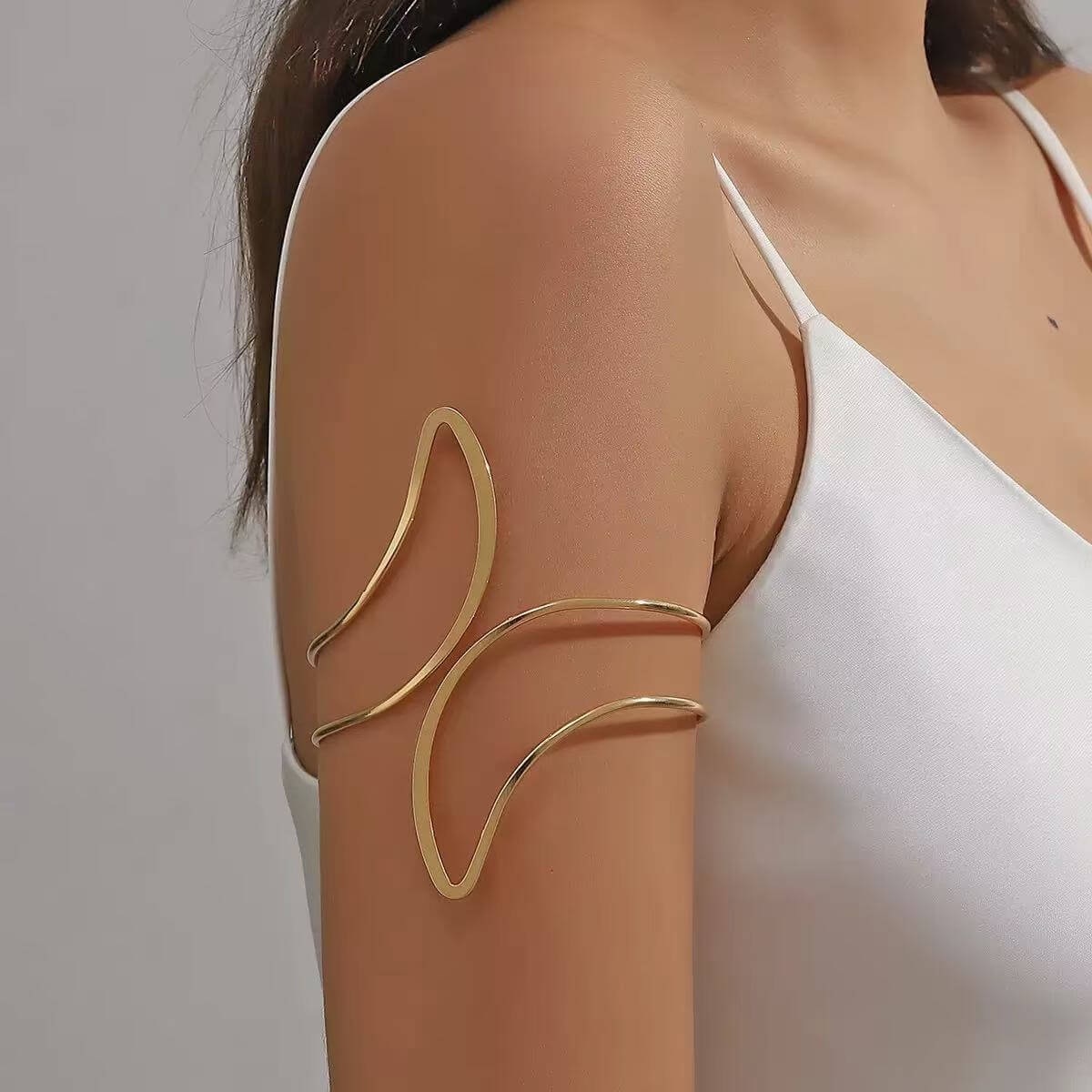 Gold abstract wave upper arm cuff wholesale