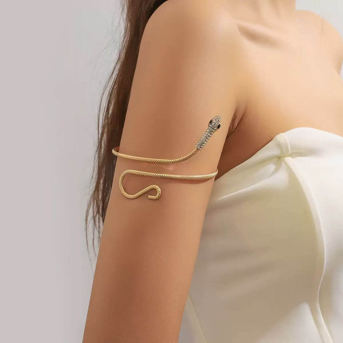 Gold crystal snake upper arm cuff wholesale