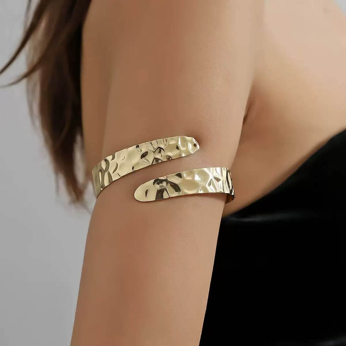 Gold hammered wrap upper arm cuff wholesale