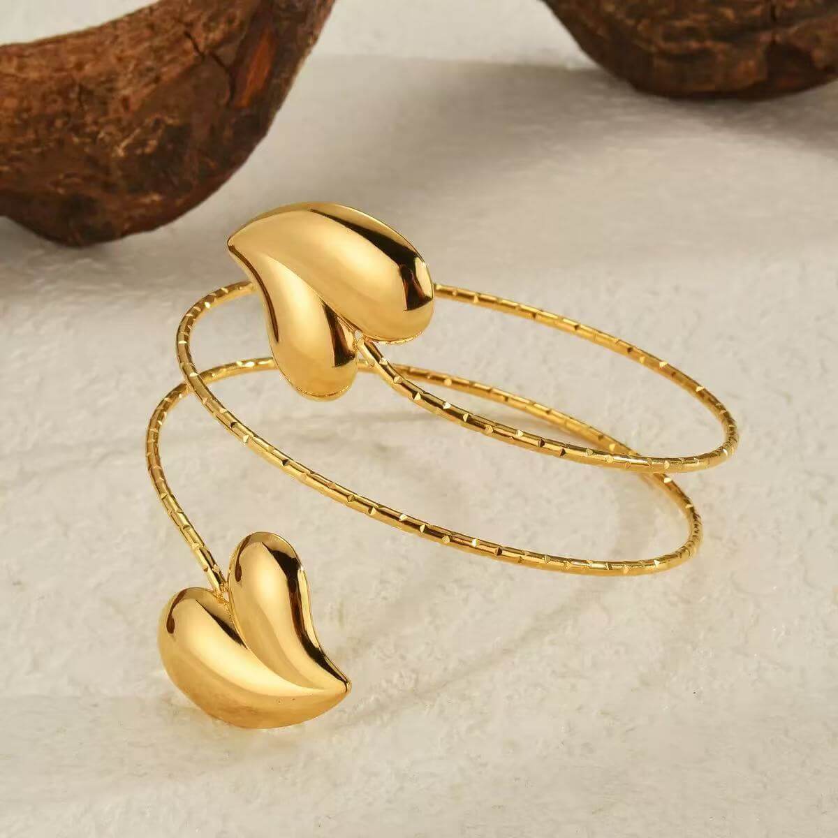 Gold heart wrap upper arm cuff wholesale