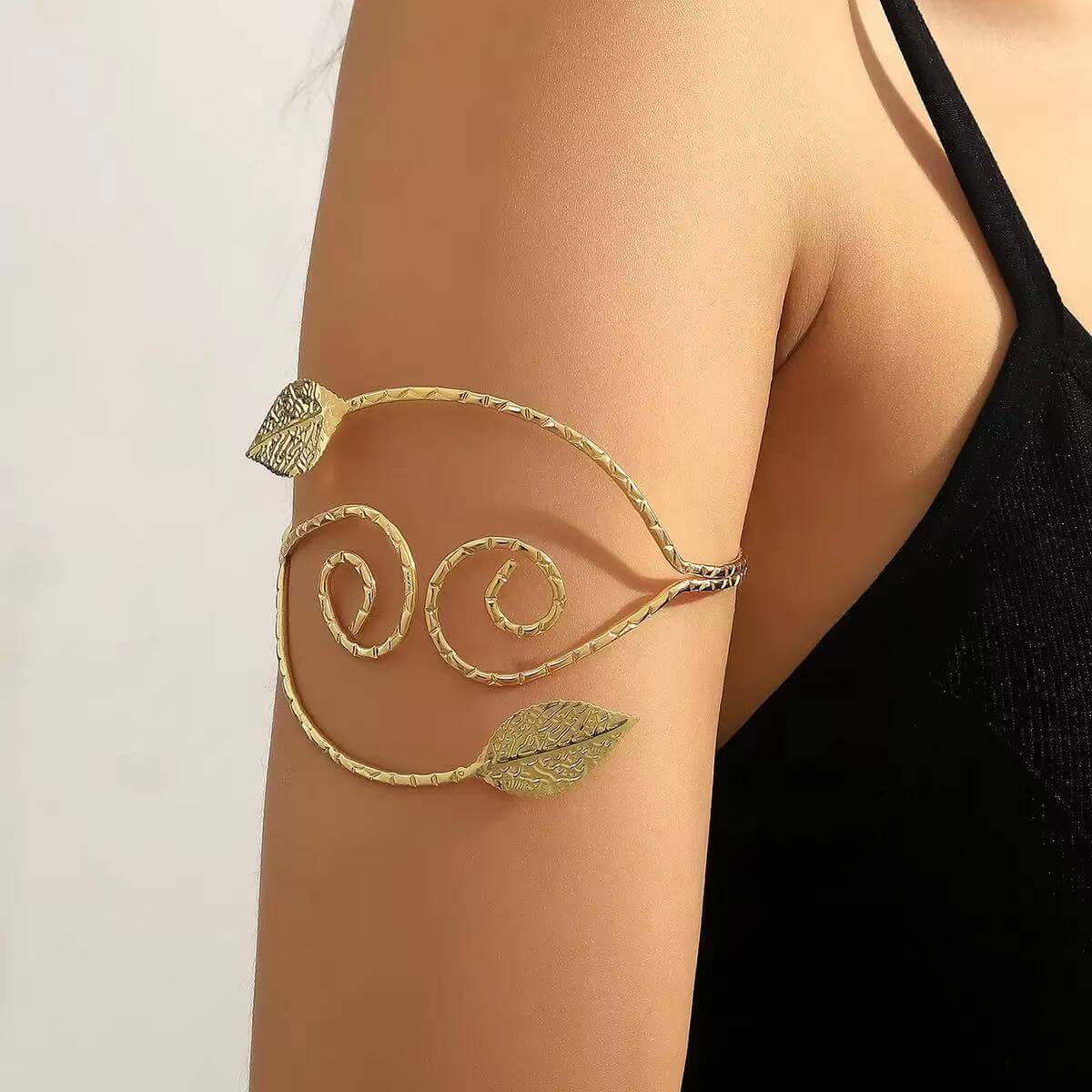 Gold leaf spiral upper arm cuff wholesale