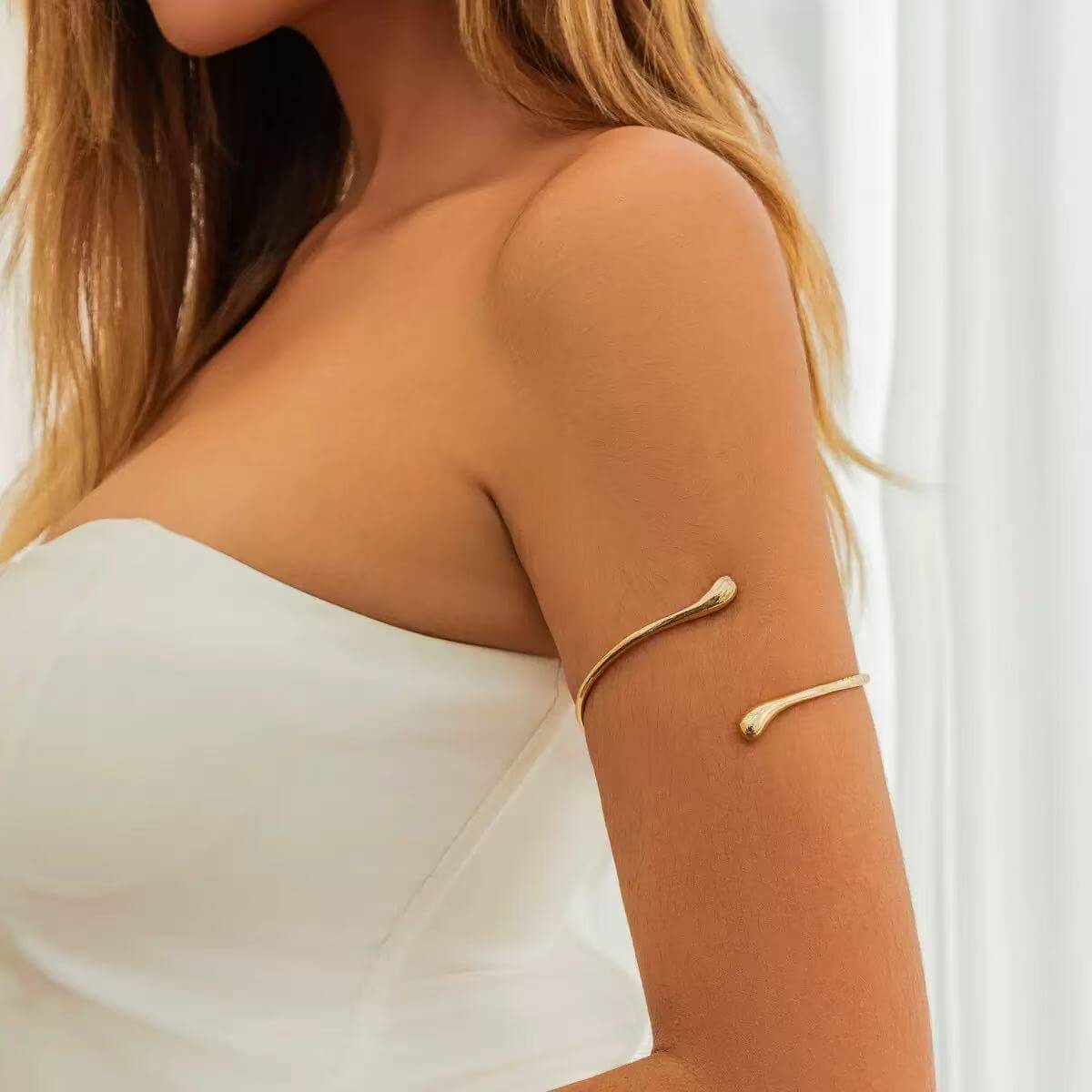 Gold minimal open upper arm cuff wholesale