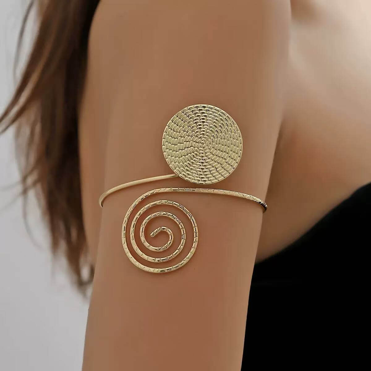Gold spiral disc upper arm cuff wholesale