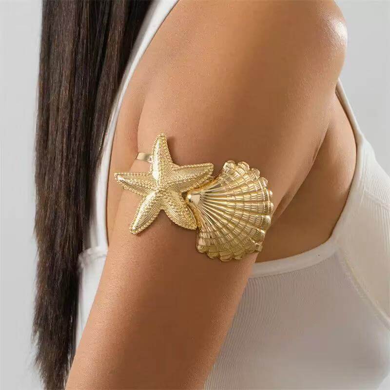 Gold starfish shell upper arm cuff wholesale