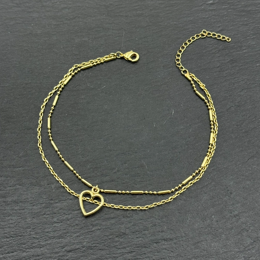 Double layer heart charm bracelet wholesale