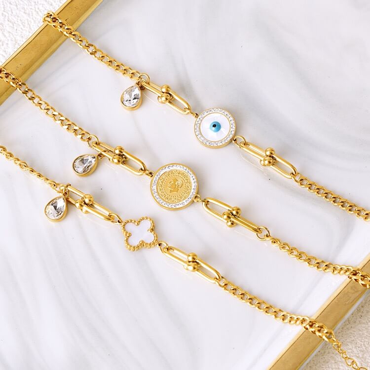 Gold charm chain bracelets wholesale template image