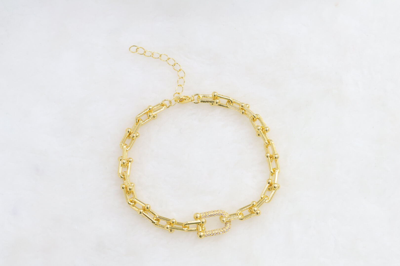 Gold Crystal Paperclip Link Bracelet wholesale product image