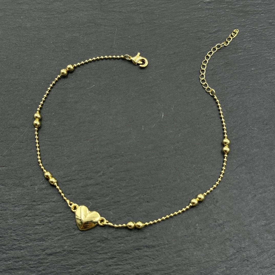 Gold heart bead chain bracelet wholesale