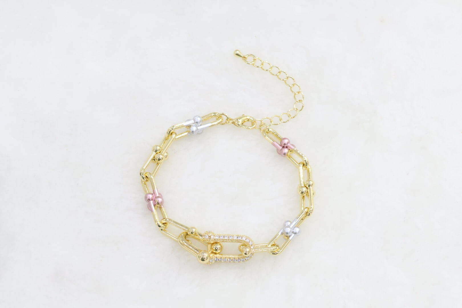 Gold mixed bead link bracelet wholesale template image