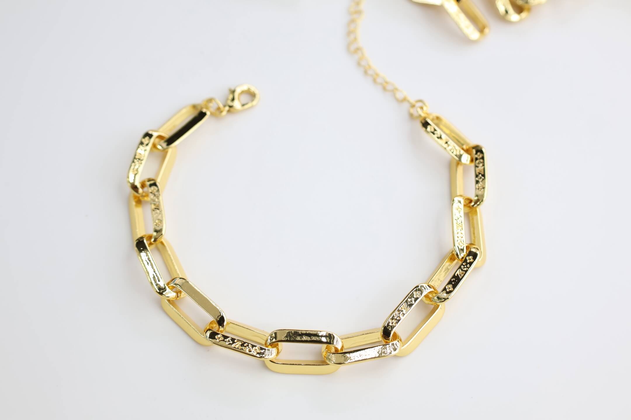 Gold paperclip link bracelet wholesale template image