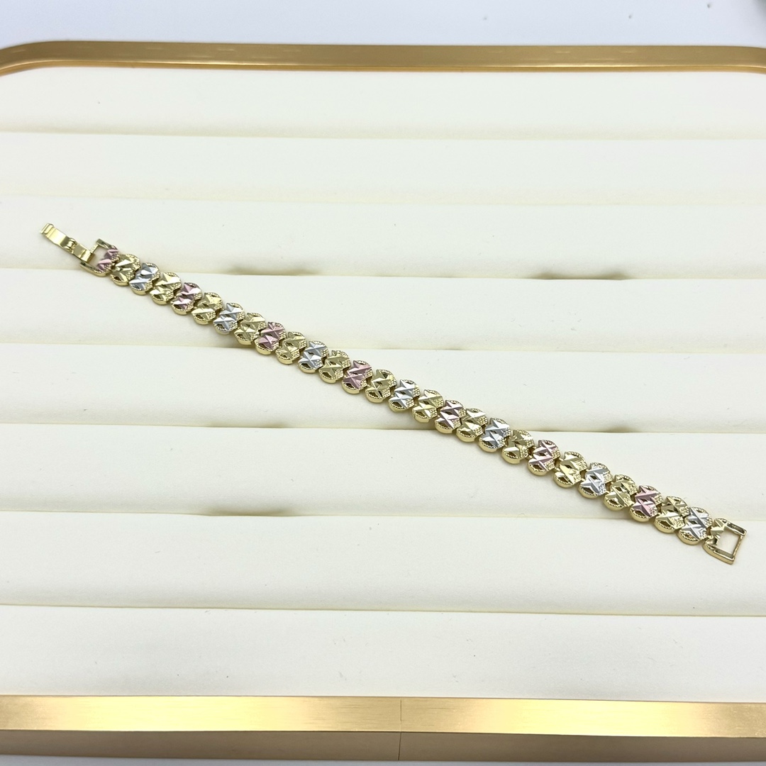 Gold tricolor disc pattern bracelet wholesale