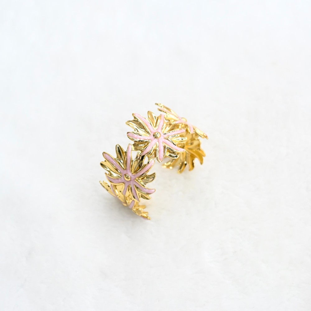 Pink Floral Open Cuff Bracelet wholesale product image