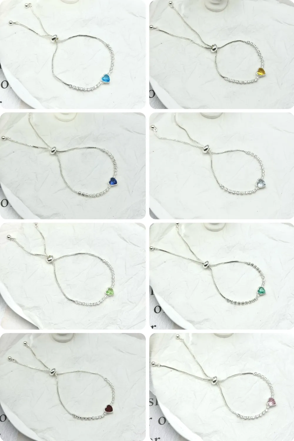 Silver crystal heart slider bracelets wholesale template image