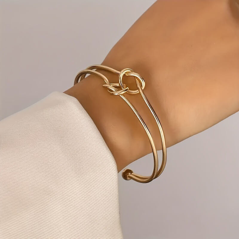 Silver Double Knot Open Cuff Bracelet wholesale product image