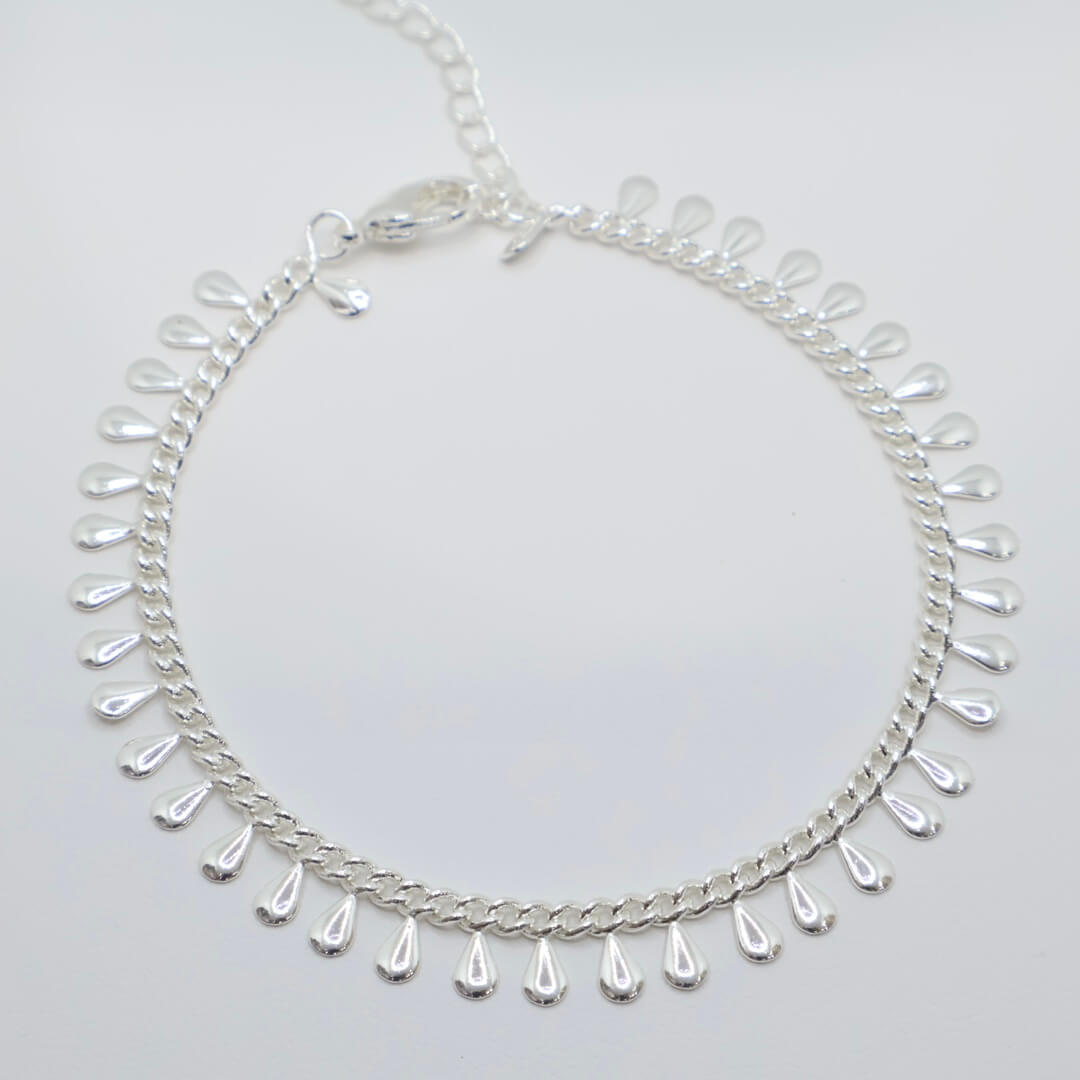 Silver drop charm chain bracelet wholesale template image