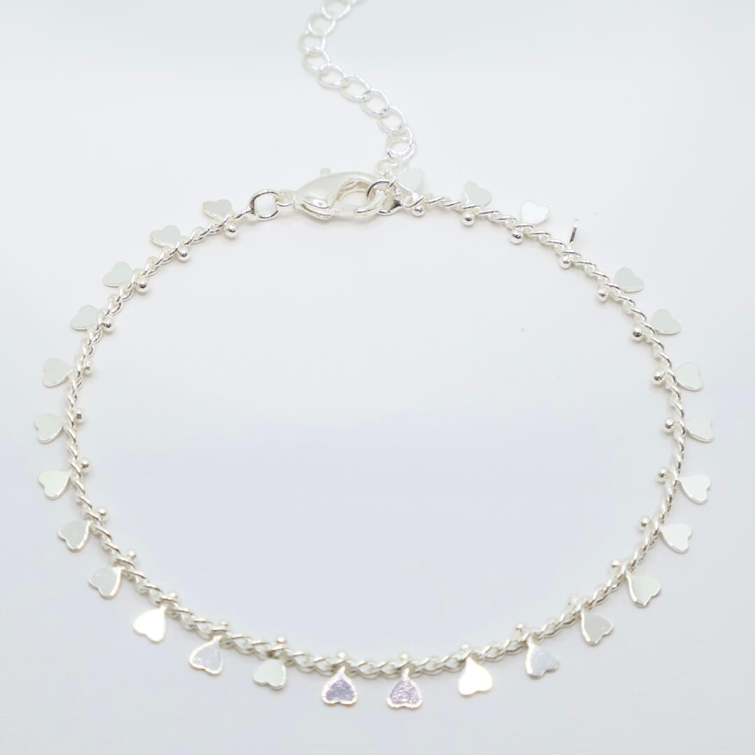 Silver heart charm chain bracelet wholesale template image