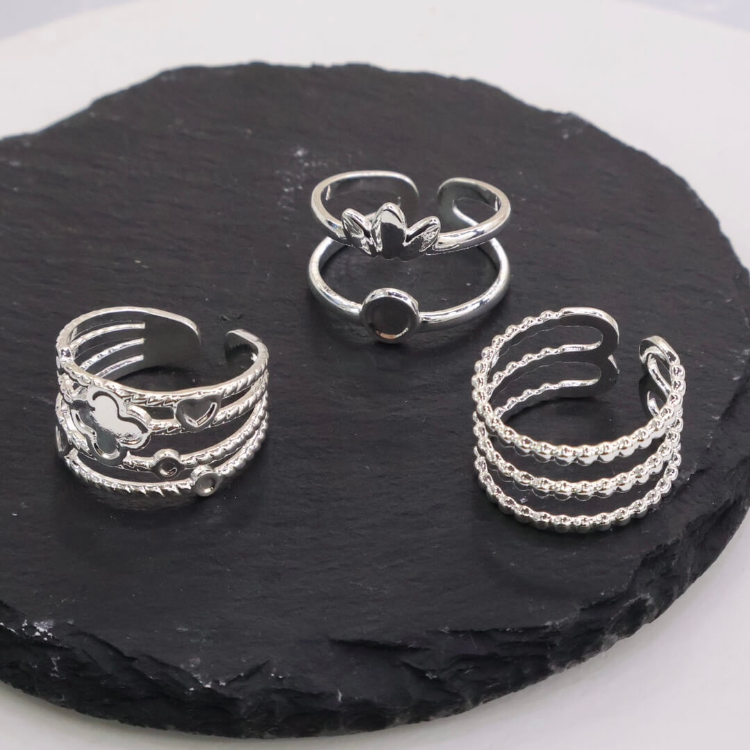 Silver Layered Open Rings wholesale product image