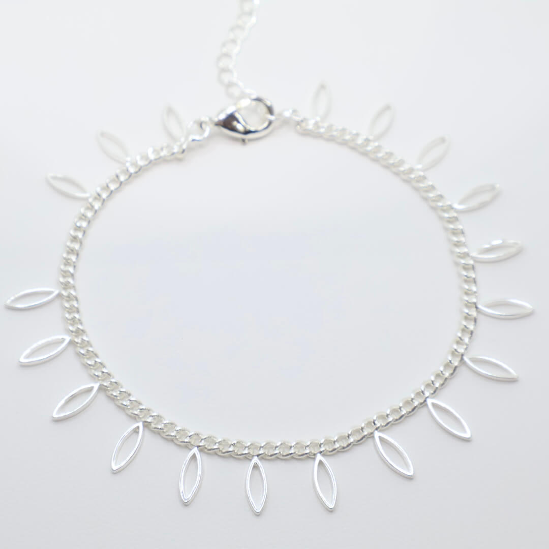 Silver leaf charm chain bracelet wholesale template image