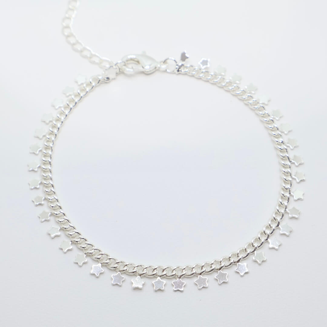 Silver star charm chain bracelet wholesale template image