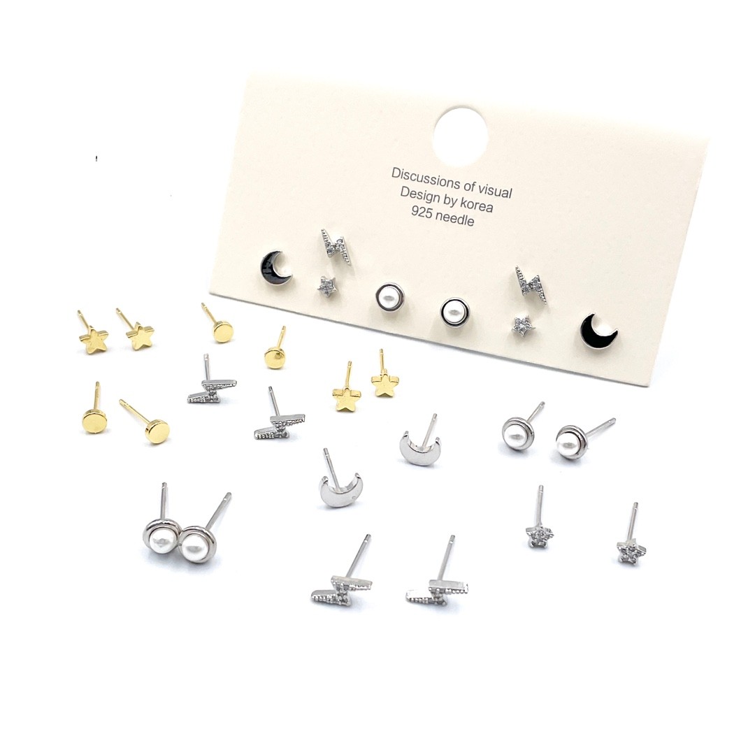 Assorted minimal stud earrings wholesale template image