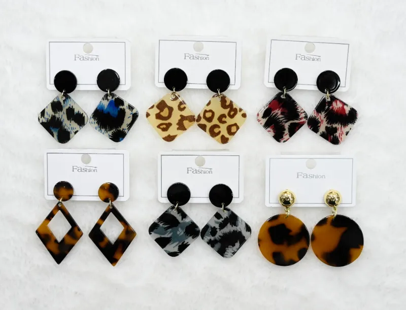 Black Pattern Dangle Earrings Set wholesale product image