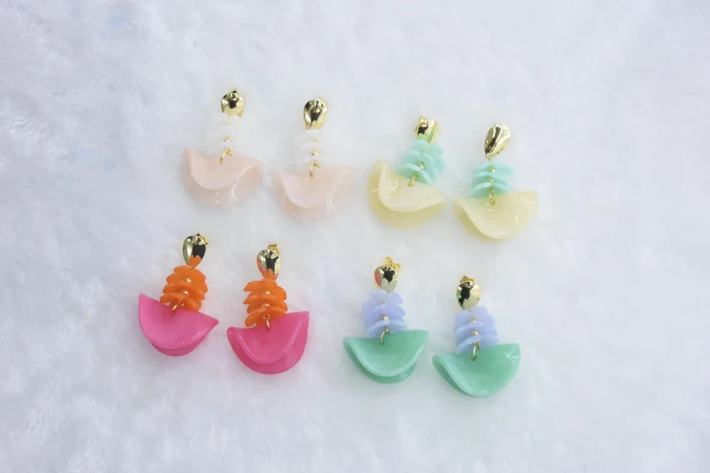 Colorful Acrylic Fan Drop Earrings wholesale product image