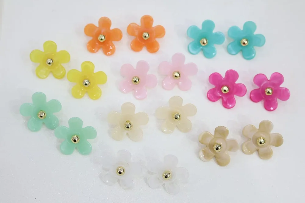 Colorful Acrylic Flower Stud Earrings wholesale product image