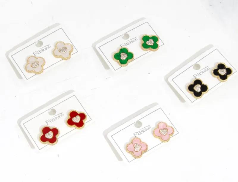 Plaid heart stud earrings assortment for wholesale jewelry buyers