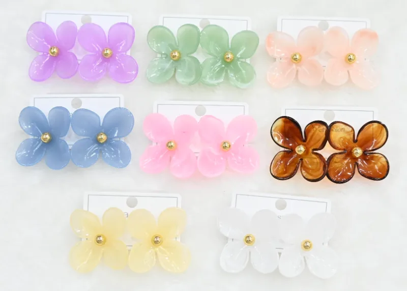 Colorful Glossy Flower Stud Earrings Set wholesale product image