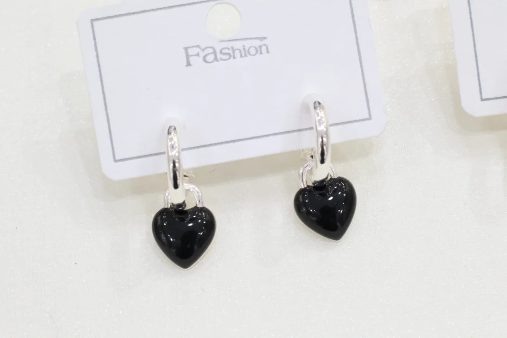 Colorful Heart Charm Hoop Earrings 048 wholesale product image