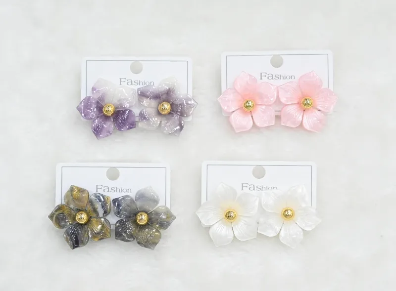 Colorful Transparent Flower Stud Earrings Set wholesale product image