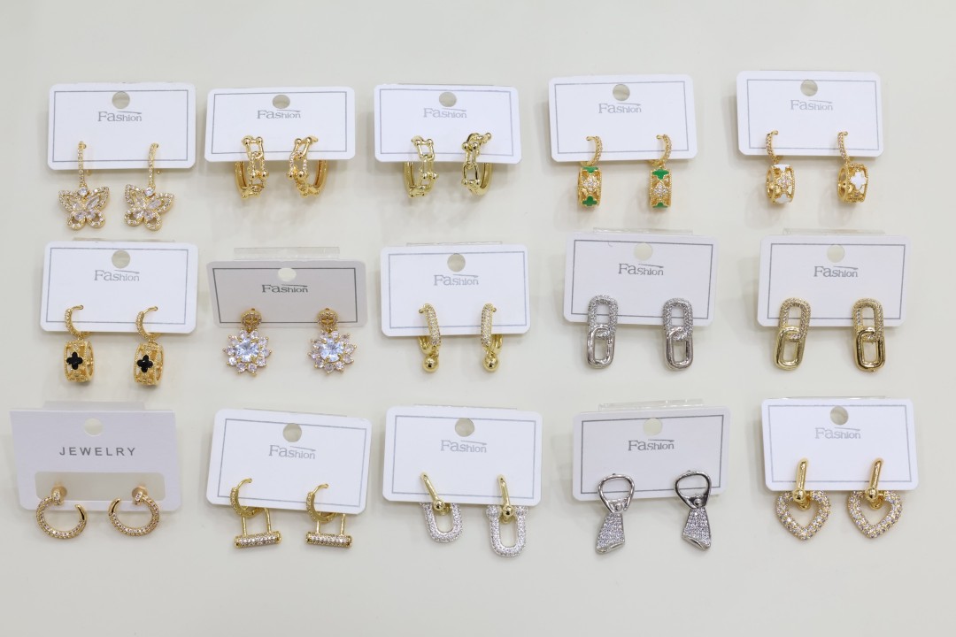 Crystal charm drop earrings wholesale template image