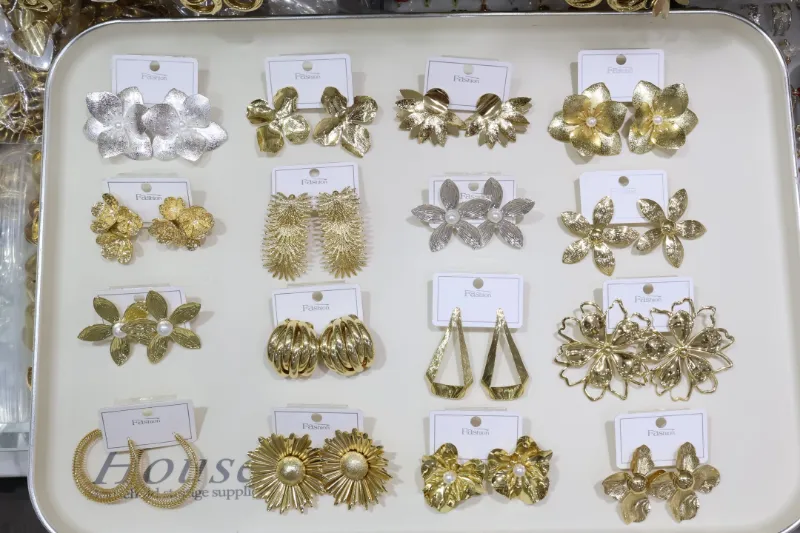 Satin flower petal drop earrings assortment for wholesale jewelry buyers