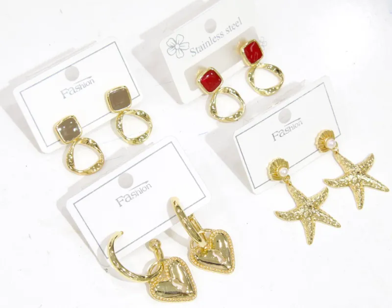 Colorful heart charm hoop earrings assortment for wholesale jewelry buyers