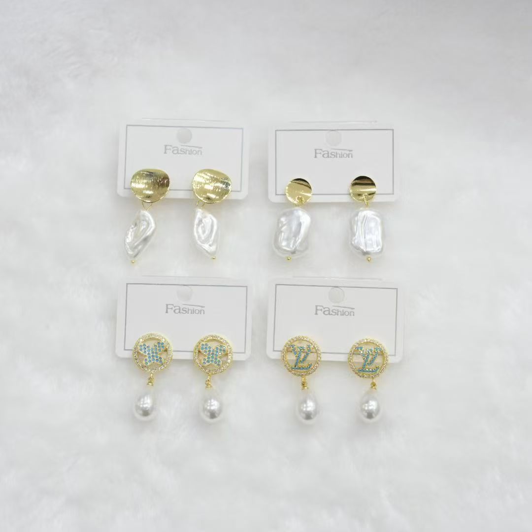 Gold Pearl Drop Earrings Assortment wholesale product image