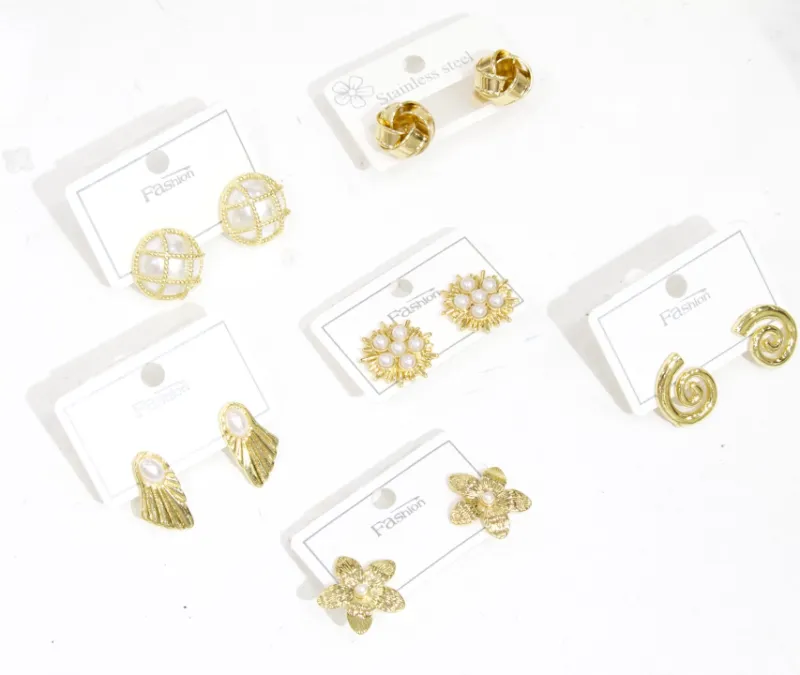 Pastel gemstone stud earrings set assortment for wholesale jewelry buyers