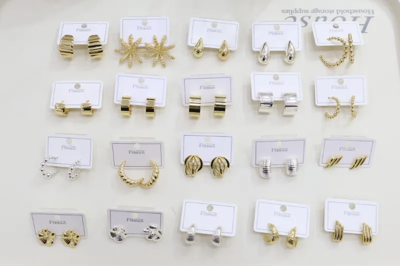 Gold silver basic metal earrings set for wholesale jewelry buyers