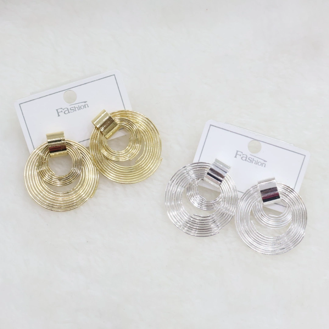 Layered circle drop earrings wholesale in gold and silver