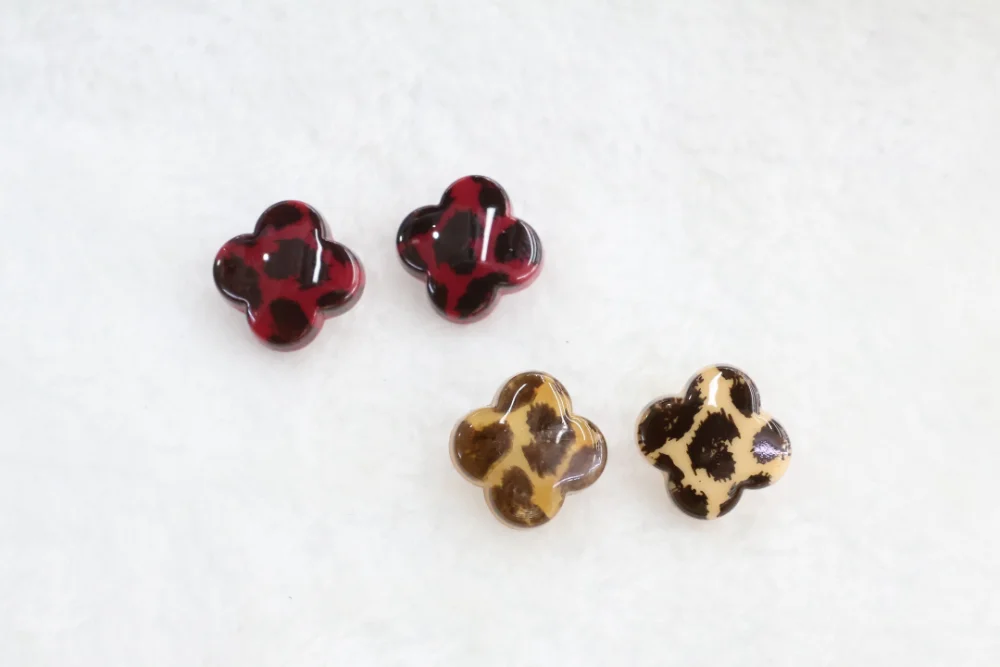 Leopard Print Clover Stud Earrings wholesale product image