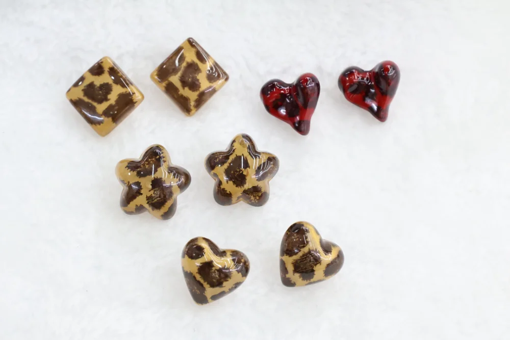 Leopard Print Heart Star Stud Earrings wholesale product image
