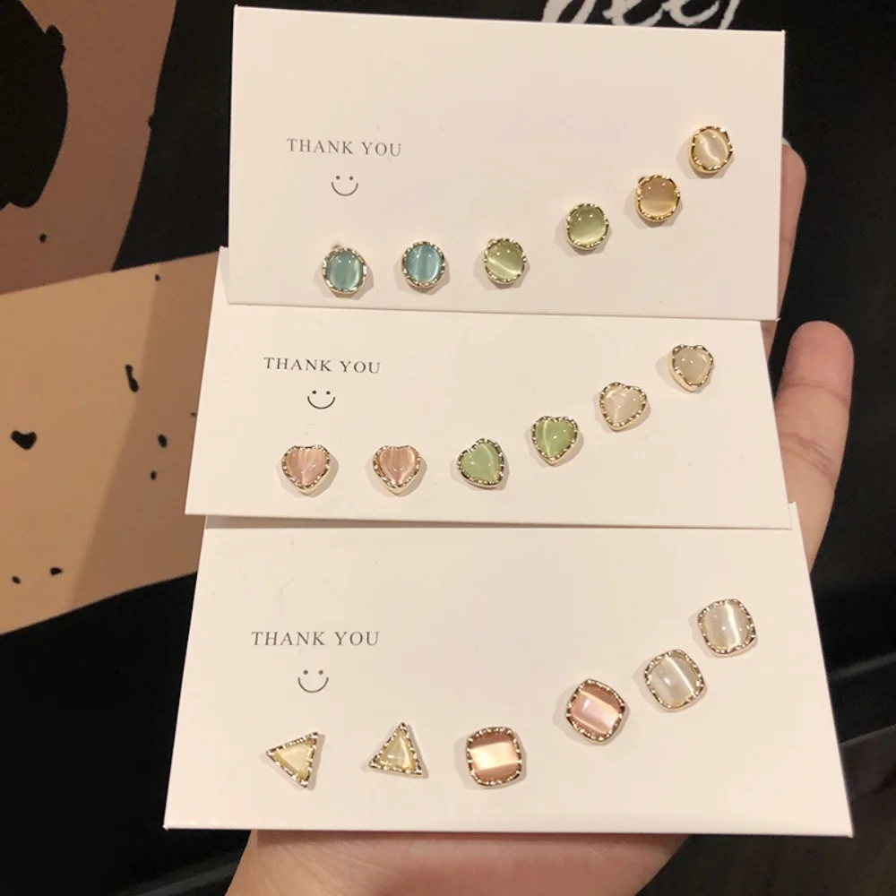 Pastel Gemstone Stud Earrings Set wholesale product image
