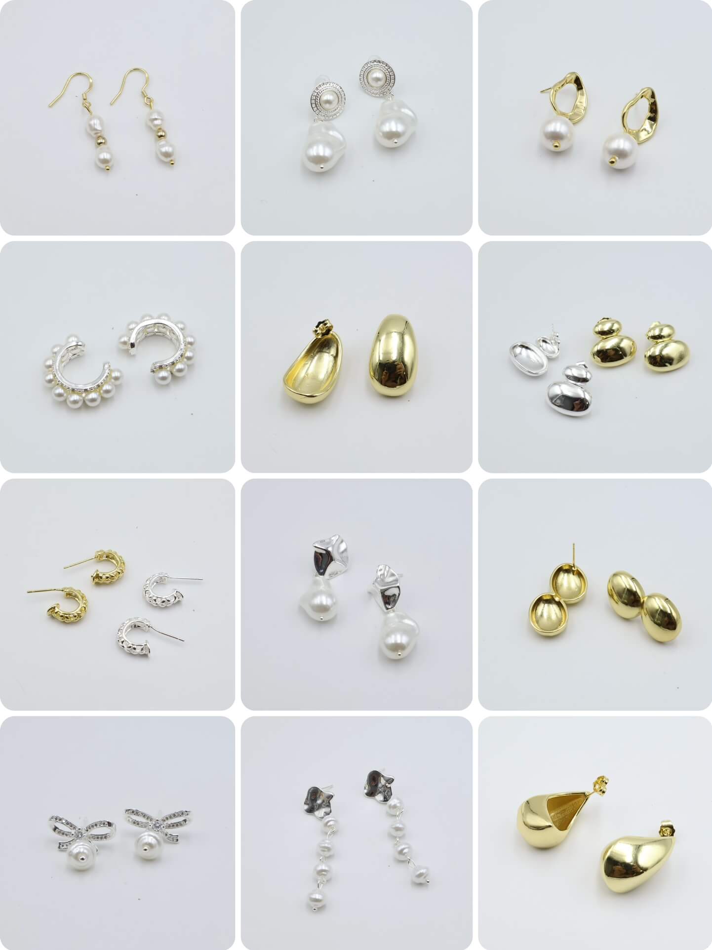 Pearl and mixed metal earrings wholesale template image