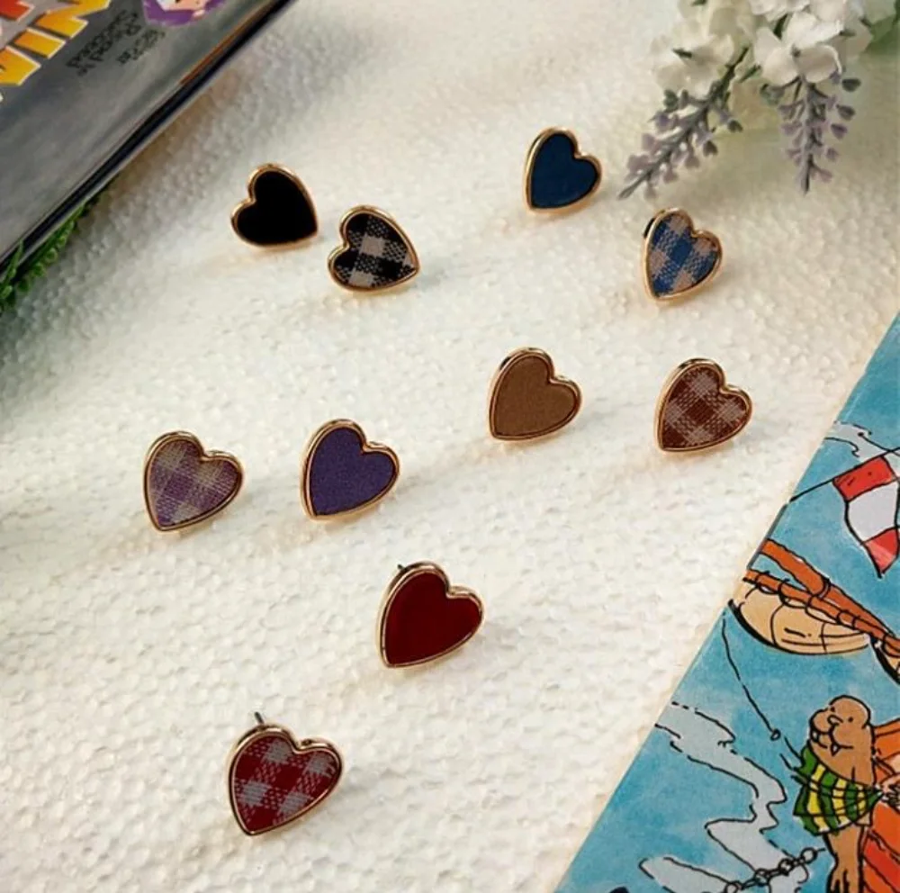 Plaid Heart Stud Earrings wholesale product image