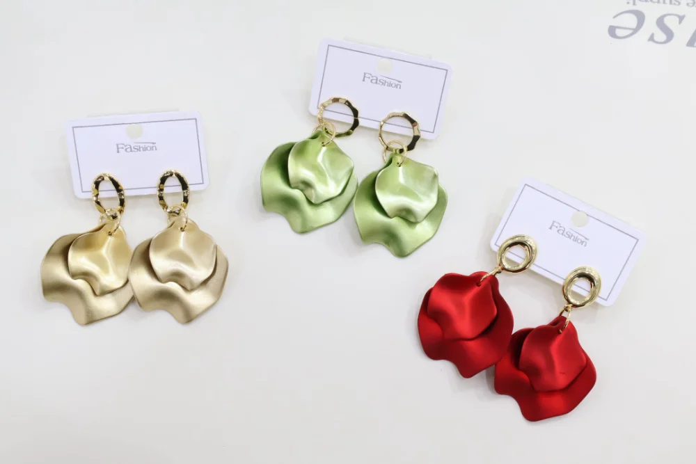 Satin Flower Petal Drop Earrings wholesale product image
