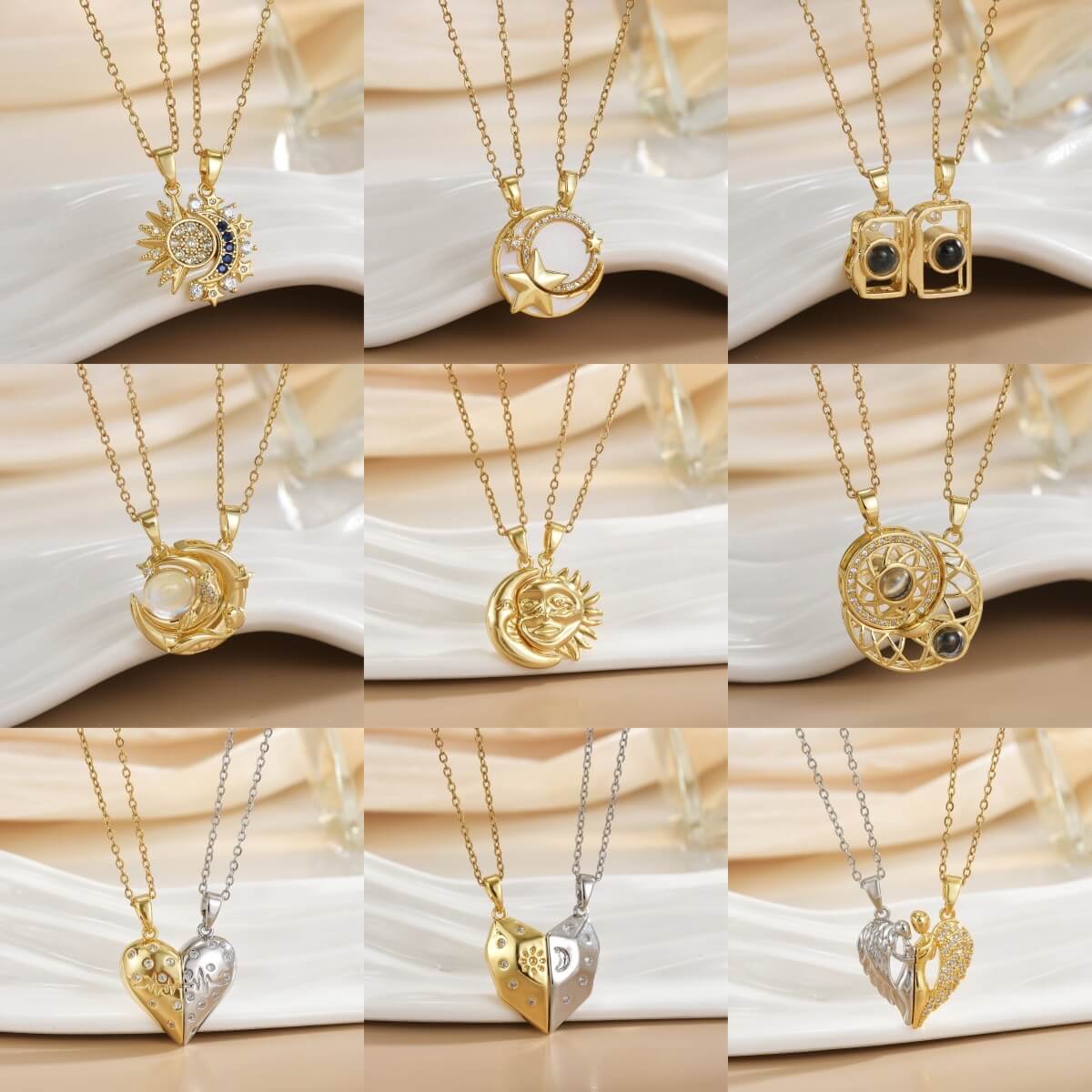Celestial and heart pendant necklaces wholesale template image