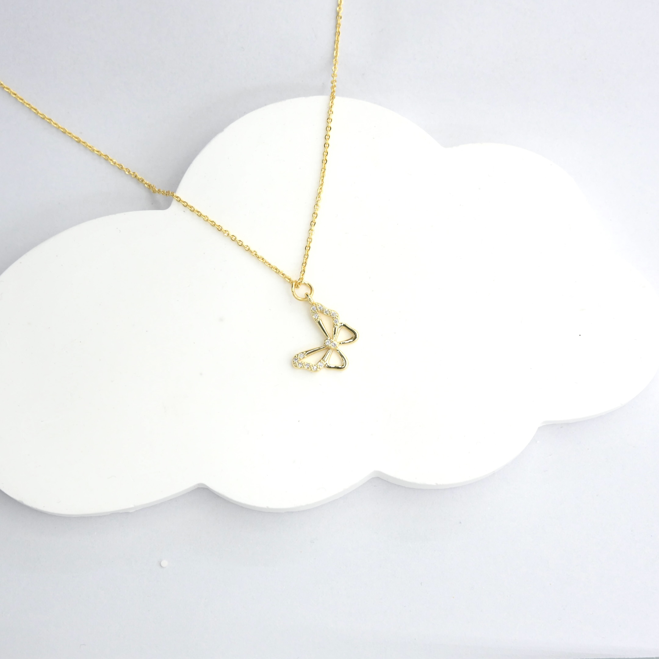 Gold butterfly crystal pendant necklace wholesale