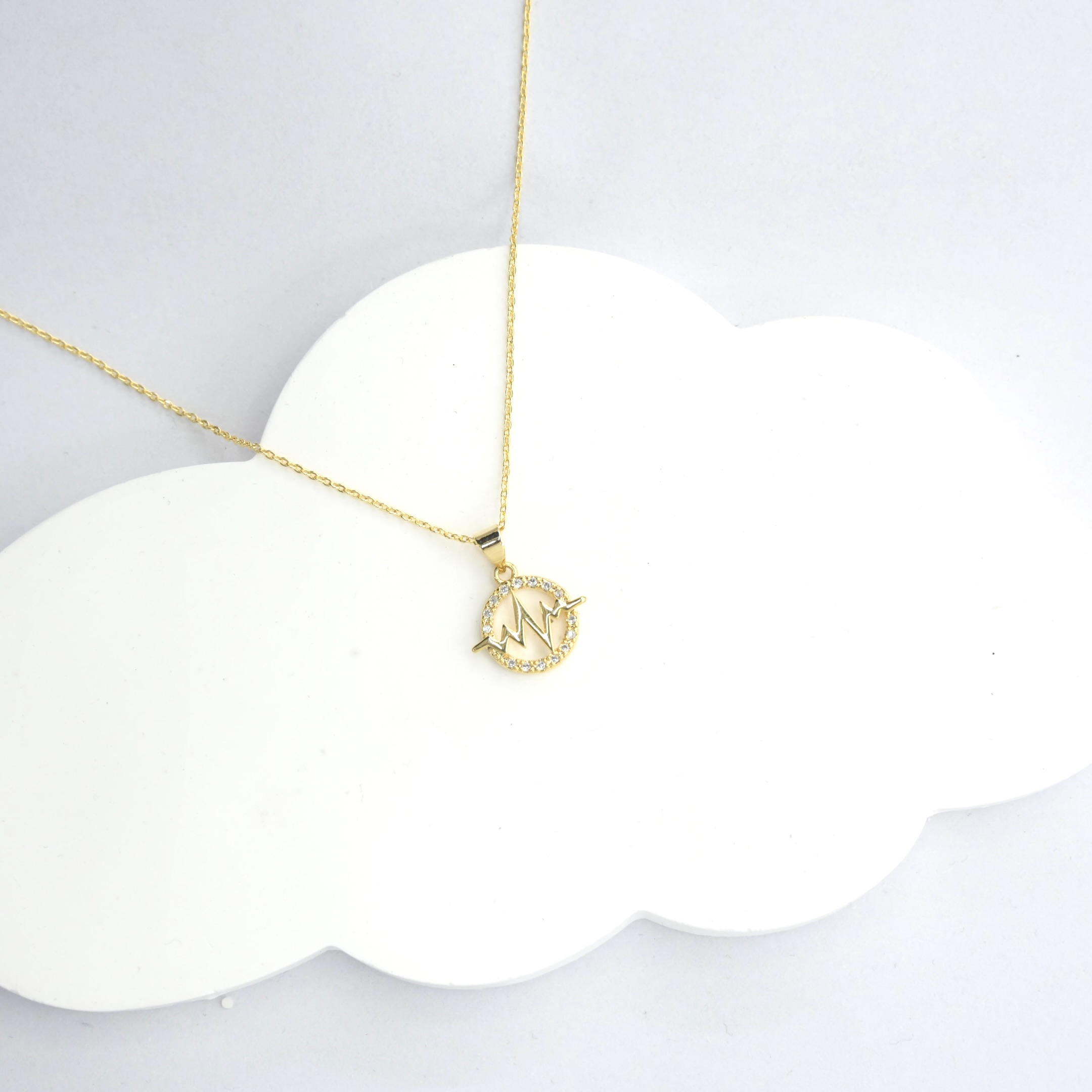 Gold heartbeat crystal pendant necklace wholesale