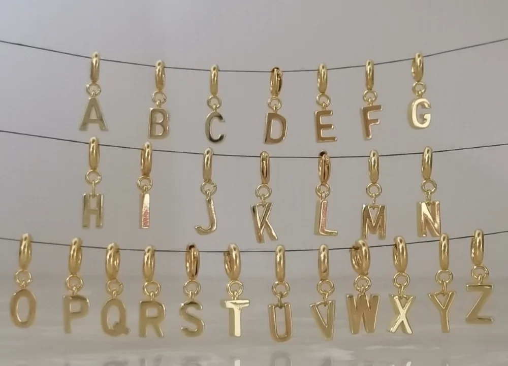 Gold Initial Letter Charm Necklace wholesale product image