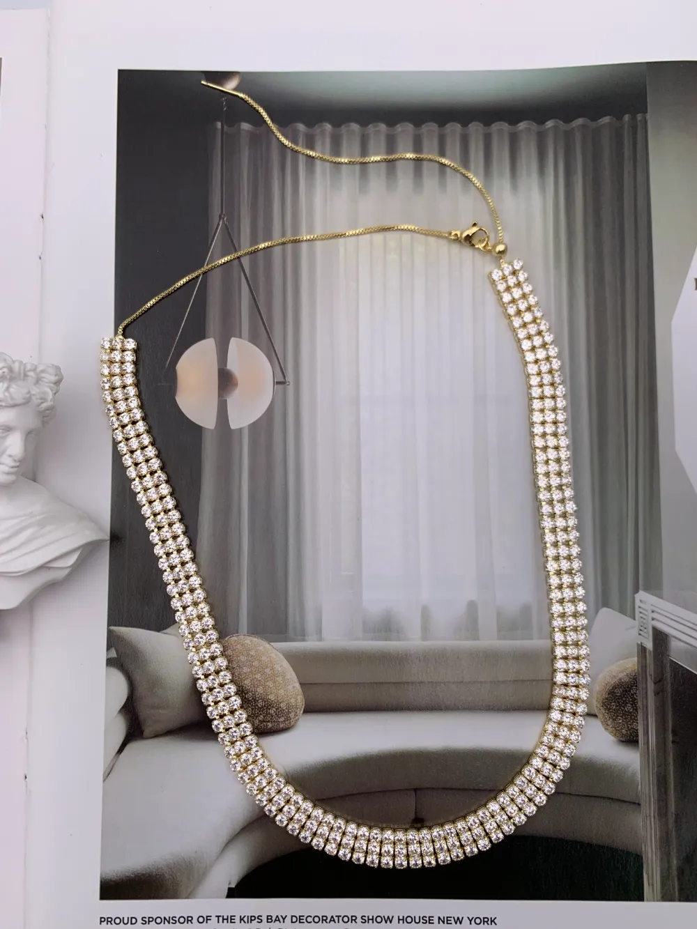 Gold rhinestone statement necklace wholesale template image