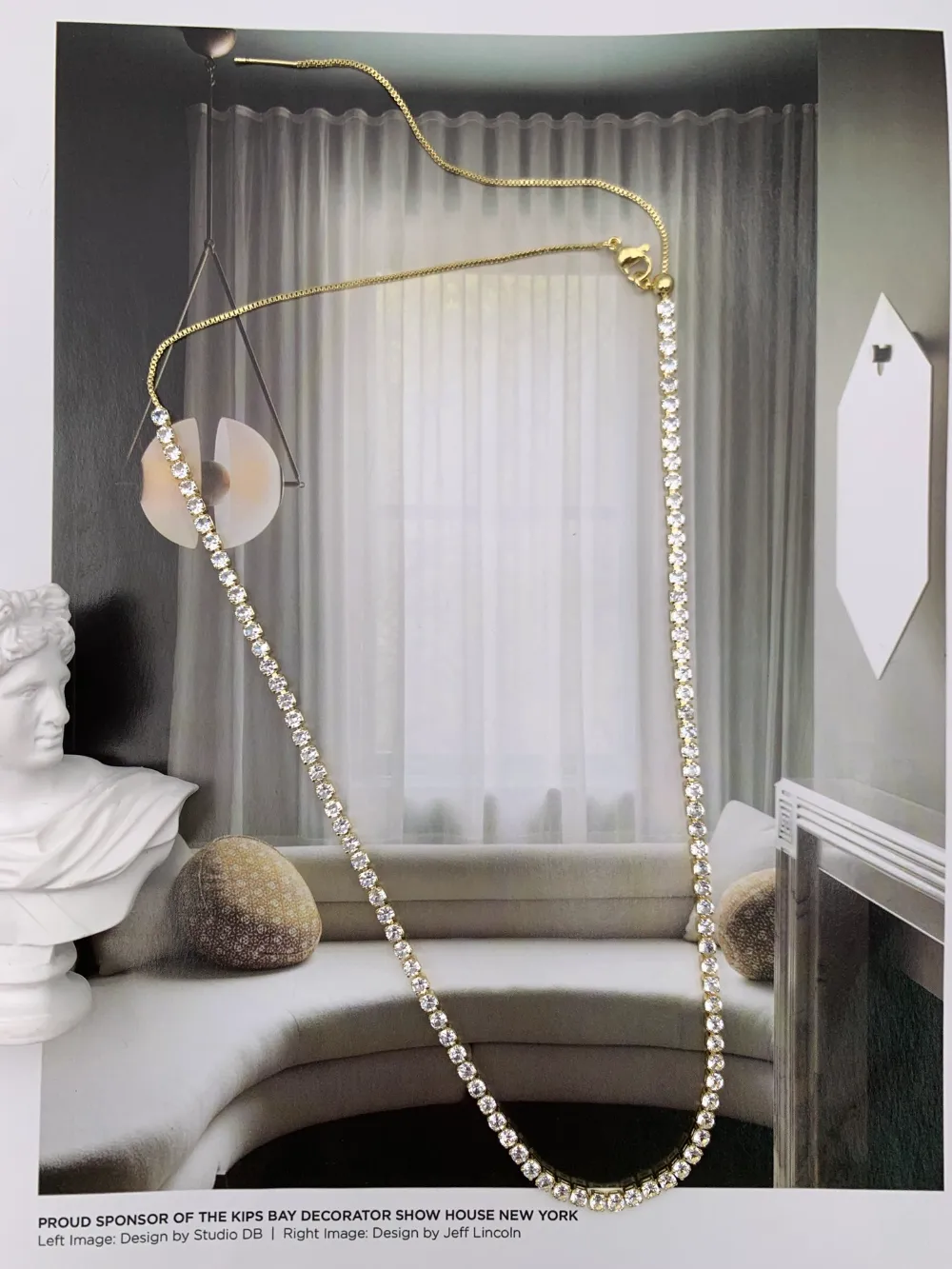 Gold rhinestone tennis necklace wholesale template image